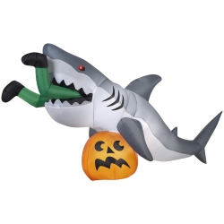 GEMMY Industries Airblown® Inflatable Halloween Animated Airblown-Turning Head-Shark Snack -Lg Scene (Ca) 49" X 108