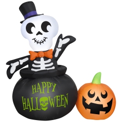 GEMMY Industries Airblown® Inflatable Halloween -Skeleton In Cauldron-Sm Scene 48