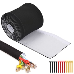 HLD Cable Management Sleeves (12 Pack Straps Included) Neoprene Cord Organizer for Tv USB PC Computer Network Wires (120 Inches) Diy By Yourself