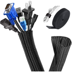 HLD Cable Sleeve 10Ft - 1/2 Inch Cord Organization Management Braided Split & Self-Wrap Sleeving for USB Cable Power Cord Audio Video Cable