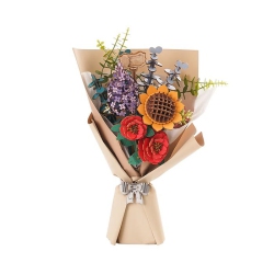 ROWOOD Wooden Flower Bouquet Tw01H - 3D Puzzle Kit (581 Pieces) | Beginner to Intermediate Level | Educational Craft for Ages 8+ | Assembly Size