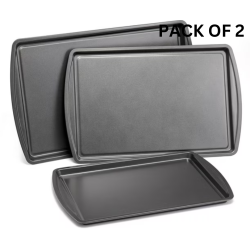 MEHIAZ 3PC Nonstick Cookie Set, 11.2" X 17.2", 10.2" X 15.2", 9.2" X 13.2", Gray, Ms 3PC Nonstick Cookie Set Pack Of 2