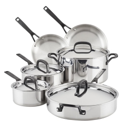 KITCHENAID 5-Ply Clad Stainless Steel Cookware Set, 10-Piece, Polished Stainless Steel