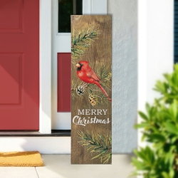 NORTHLIGHT Cardinal Merry Christmas Wooden Porch Sign - 38