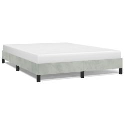 VIDAXL Queen Bed Frame, Velvet Upholstered Platform Bed Frame, Light Gray, No Mattress