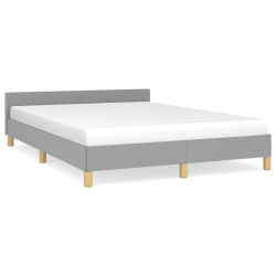 VIDAXL Fabric Queen Platform Bed Frame, Slats Support, Easy Assembly, No Mattress, Light In Gray
