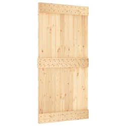 VIDAXL Narvik 39.4"x82.7" Solid Pine Wood Sliding Barn Door, Natural Brown, No Hardware Kits