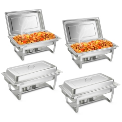 COSTWAY Chafing Dish Buffet Set 4 Packs 9 Qt Stainless Steel Chafers With Food Pans