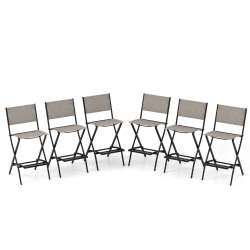 COSTWAY Set Of 6 Outdoor Bar Chair Folding Bar Height Stool With Metal Frame Coffee