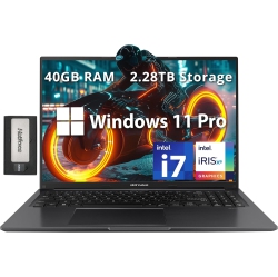 ASUS Vivobook 16" Fhd Wuxga Laptop, Intel I7-1255U, 2.28B Storage(2Tb SSD+288GB Docking Station Set), 40GB Ram, Intel Iris Xe Graphics, Win 11 Pro