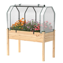 COSTWAY Raised Garden Bed With Dual Zipper Door Greenhouse for Patios And Backyards