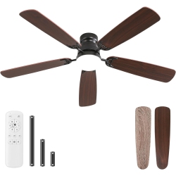 SOFUCOR 52 Inch Flush Mount Ceiling Fan With Light And Remote 5 Dual Finish Blades 3 Downrods Modern Ceiling Fan Bedroom