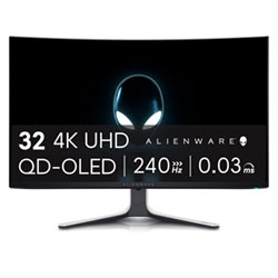 Alienware 32" 4K UHD 240Hz 0.03ms Curved QD OLED Gaming Monitor (AW3225QF) - Lunar Light