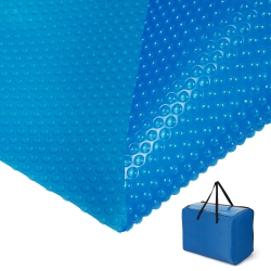 COSTWAY 16X32 Ft Rectangular Pool Solar Cover 12 Mil Heat Retaining Blanket With Carry Bag