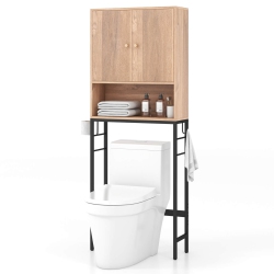 COSTWAY Over The Toilet Storage Cabinet Free Standing Toilet Rack With Adjustable Shelf