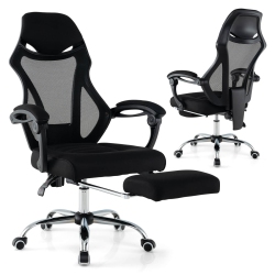 COSTWAY Ergonomic Mesh Office Chair With Footrest Height-Adjustable & Tilting Backrest