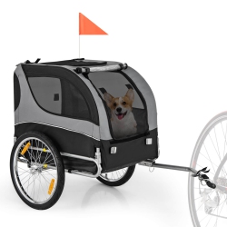 COSTWAY Dog Bike Trailer Foldable Pet Cart With 3 Entrances for Travel