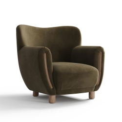 VALENCIA Emerald Velvet Fabric Accent Chair, Olive In Green