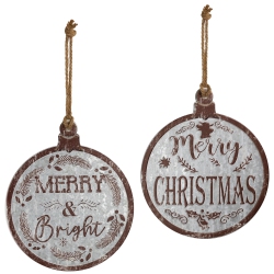NORTHLIGHT Merry Christmas And Merry And Bright Wall Signs - 14" - Gray And - Set Of 2 In Brown