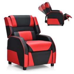 COSTWAY Kids Youth Gaming Sofa Recliner W/headrest & Footrest Pu Leather