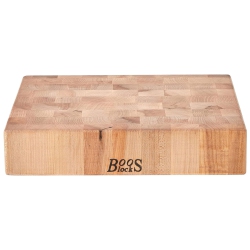 JOHN BOOS Medium Maple Wood End Grain Cutting Board for Kitchen, 15" X 15" X 3