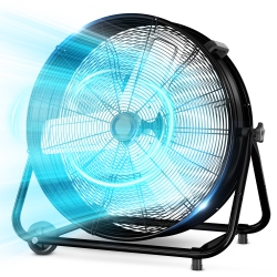 LIFEPLUS Industrial Fan 24 In. Heavy-Duty Drum 3 Speed 9640 Cfm Air Circulation High Velocity Fan for Warehouse In Black