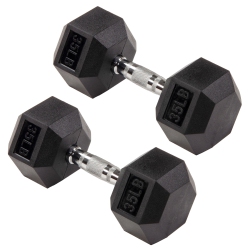 SIGNATURE FITNESS Hex Dumbbells Strength Training Workout Equipment Set, 35 Lbs