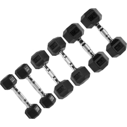 SIGNATURE FITNESS Hex Dumbbells Strength Workout Equipment Set Of 5, 10 & 15 Lbs