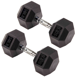 SIGNATURE FITNESS Hex Dumbbells Strength Training Workout Equipment Set, 50 Lbs