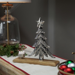 NORTHLIGHT Downswept Tree With Star Topper Metal Christmas Tealight Holder - 11.5