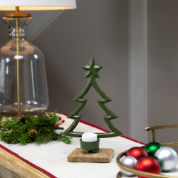 NORTHLIGHT Winter Tree With Star Topper Metal Christmas Tealight Holder - 9.5