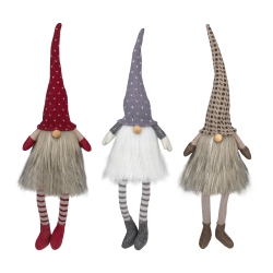 NORTHLIGHT Sitting Christmas Gnomes With Dangling Legs - 20" - Set Of 3