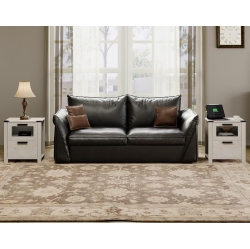 WAMPAT 2 Pack Nightstand \w Charging Station, Farmhouse End Table \w 2 Drawers, Rustic Sofa Side Bedside Table for Bedroom And Living Room, Antique