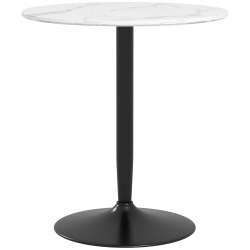 HOMCOM Round Dining Table for 2 People, Modern Kitchen Table With Painted Top And Steel Base for Living Room, Dining Room Marble In White
