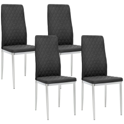 HOMCOM Dining Chairs Set Of 4, Modern Kitchen Chairs With Faux Leather Upholstery And Steel Legs for Living Room, Dining Room, Bedroom In Black