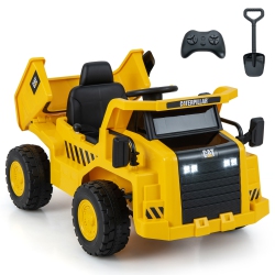 COSTWAY Kids Ride On Dump Truck With 2.4G Remote Control Working Megaphone Shovel In Sand