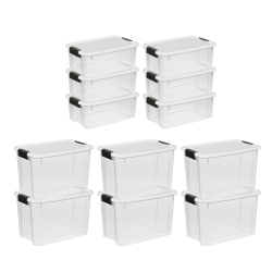 STERILITE 30 Qt 6-Pack & 18 Qt 6-Pack Clear Plastic Stackable Storage Bin W/ Lid