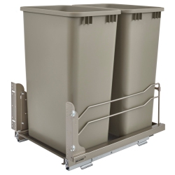 REV-A-SHELF Double Pullout Trash Cans 50 Qt. With Soft-Close, 53Wc-2150Scdm-212
