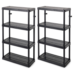 GRACIOUS LIVING 4 Shelf Fixed Height Medium Duty Storage Unit (2 Pack) In Black