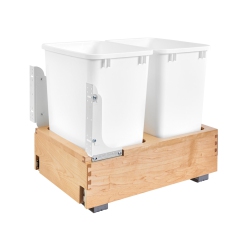 REV-A-SHELF Double 35 Qt. Maple Bottom Mount Pullout Waste Container, 4Wc-18Dm2