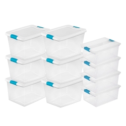 STERILITE 64 Quart Latching Storage Tote Box (6 Pack) + Deep Clip Box (4 Pack)