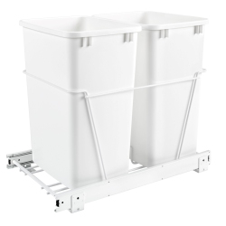 REV-A-SHELF Double Pullout 35 Qt. Trash Can for Kitchen, White, Rv-18Pb-1