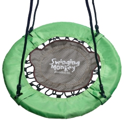 SWINGING MONKEY Giant 30" Weatherproof Bungee Outdoor Tree Saucer Swing In Green