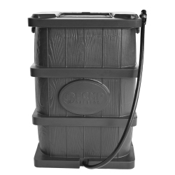 FCMP OUTDOOR Wg4000-Gry Home Outdoor Wood Grain Rain Water Catcher Barrel In Gray
