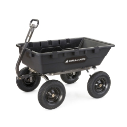 GORILLA CARTS Heavy Duty Poly Yard Dump Cart Garden Wagon With 16 Inch Tires