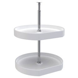 REV-A-SHELF 20" Lazy Susan D-Shaped Cabinet Polymer Two-Tier, White, 7012-20-11-52