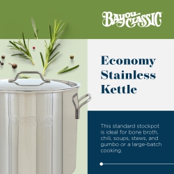 BAYOU CLASSIC 30 Quart / 7.5 Gallon Stainless Steel Brew Kettle Pot With Lid