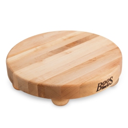 JOHN BOOS Maple Wood Edge Grain Round Cutting Board for Kitchen, 12" X 1.5