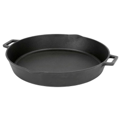 BAYOU CLASSIC 16 Inch Double Handled Cast Iron Skillet With Pour Spouts In Black