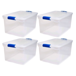 HOMZ 66 Quart Heavy Duty Modular Stackable Storage Containers, Clear, 4 Pack